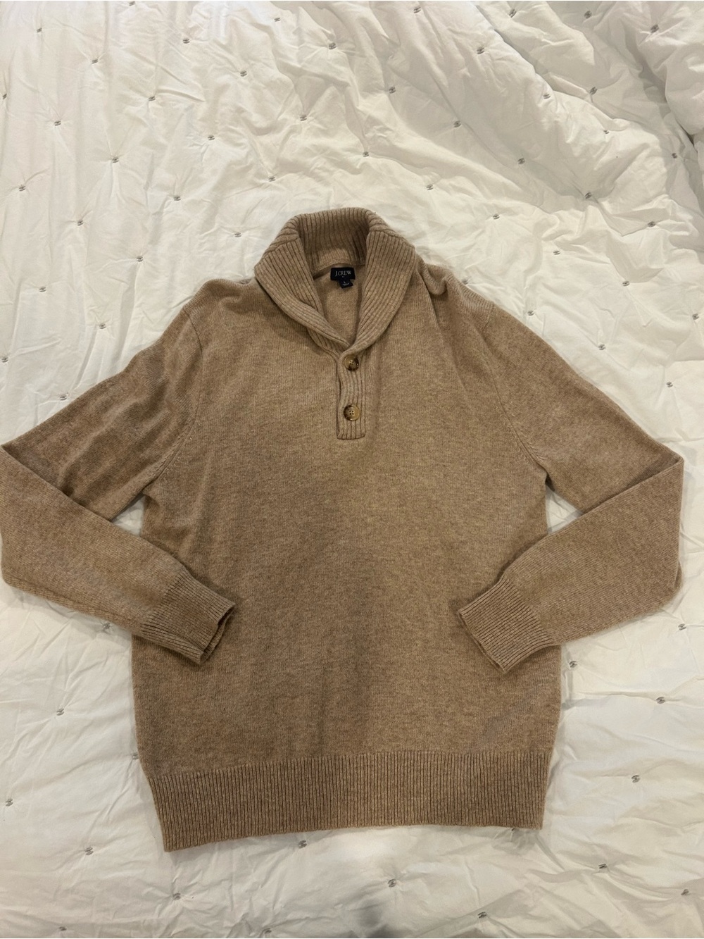 J. Crew Men’s Tan Shawl-Collar Knit Turtleneck Sweater